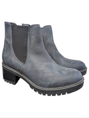 Bos & Co Mass Waterproof Heeled Navy Leather Chelsea Boots | Size 9/9.5 US EU 40